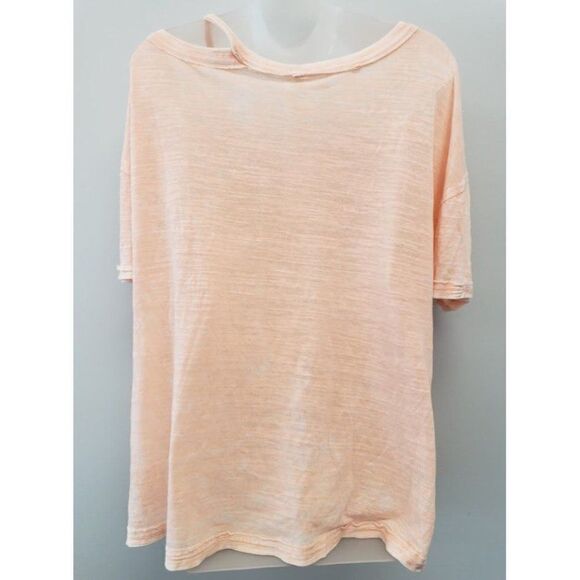 Free People Burnout Cold Shoulder Top Women's Pale Pink Distressed Faded NEW - Picture 11 of 12